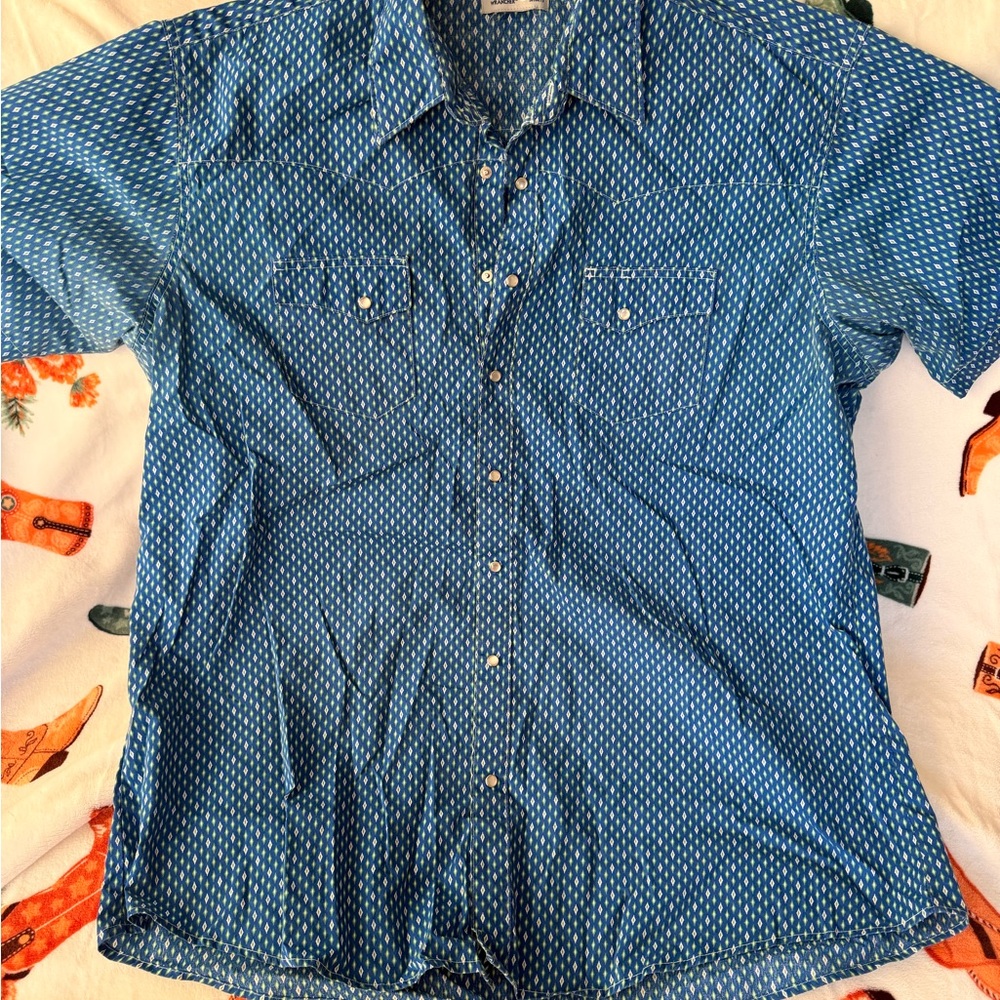 Wrangler Blue Geometric Men's Shirt